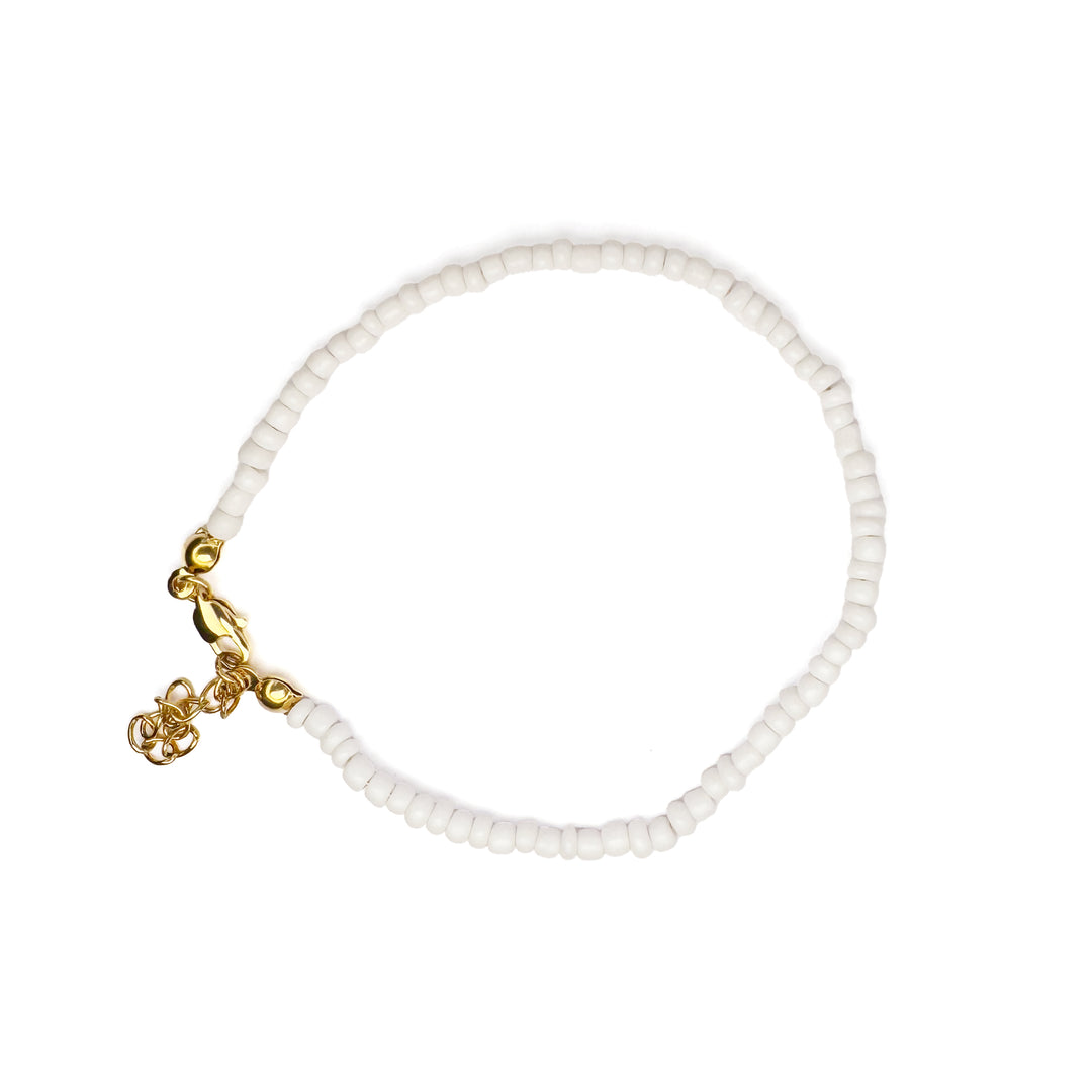 JBØRN Beads Bracelet with Personalised Pendant White - Personalisable Baby Products Sold and Personalised by JustBørn