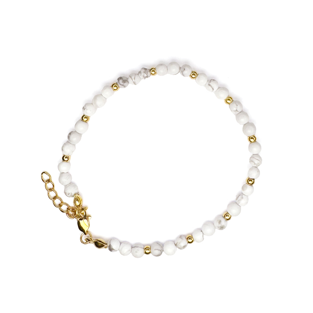 JBØRN Beads Bracelet with Personalised Pendant White Marble & Gold - Personalisable Baby Products Sold and Personalised by JustBørn