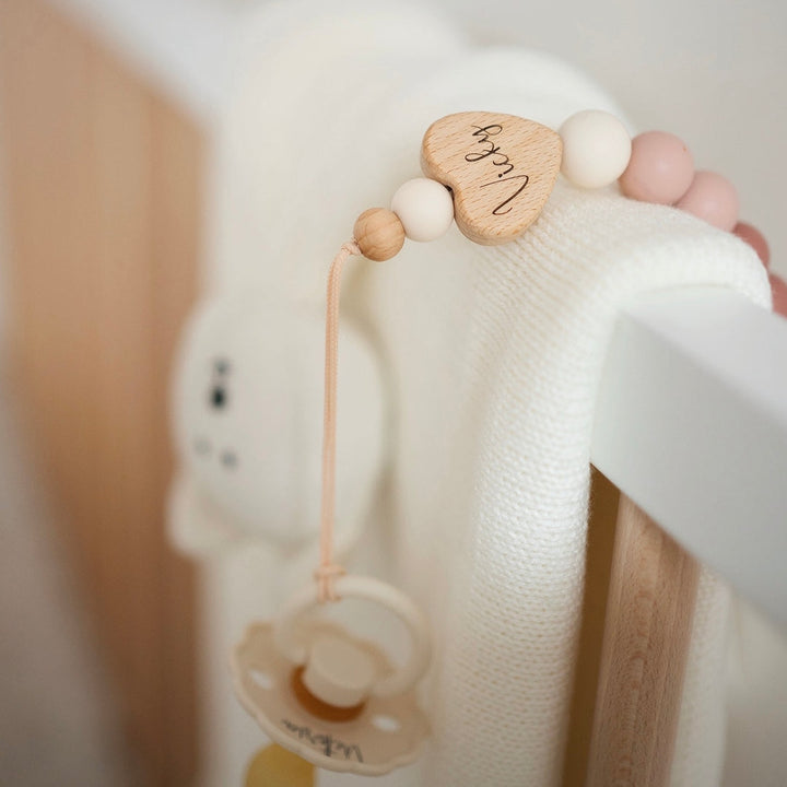 JBØRN Heart Colour Block Pacifier Clip - Personalisable Baby Products Sold and Personalised by JustBørn