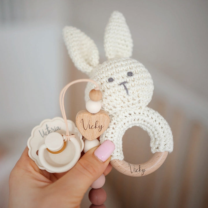 JBØRN Heart Colour Block Pacifier Clip - Personalisable Baby Products Sold and Personalised by JustBørn