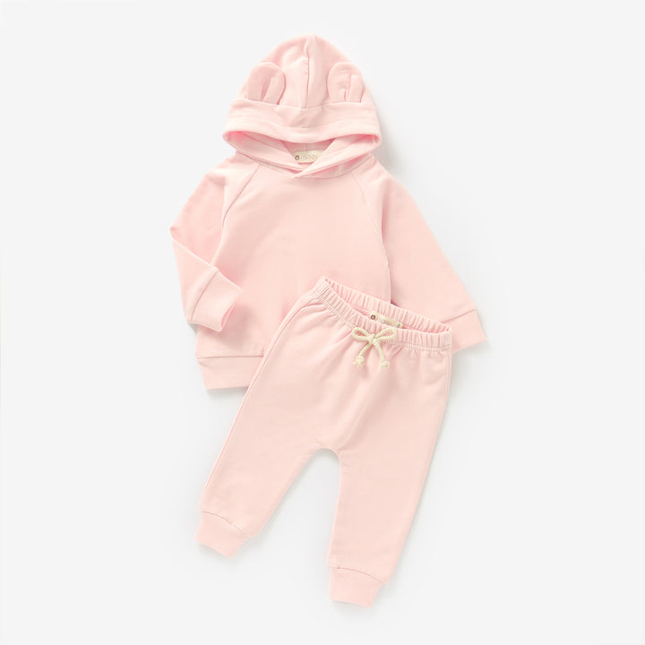 JBØRN Organic Cotton Baby Teddy Ears Hoodie & Joggers Set | Personalisable Blossom - Personalisable Baby Products Sold and Personalised by JustBørn