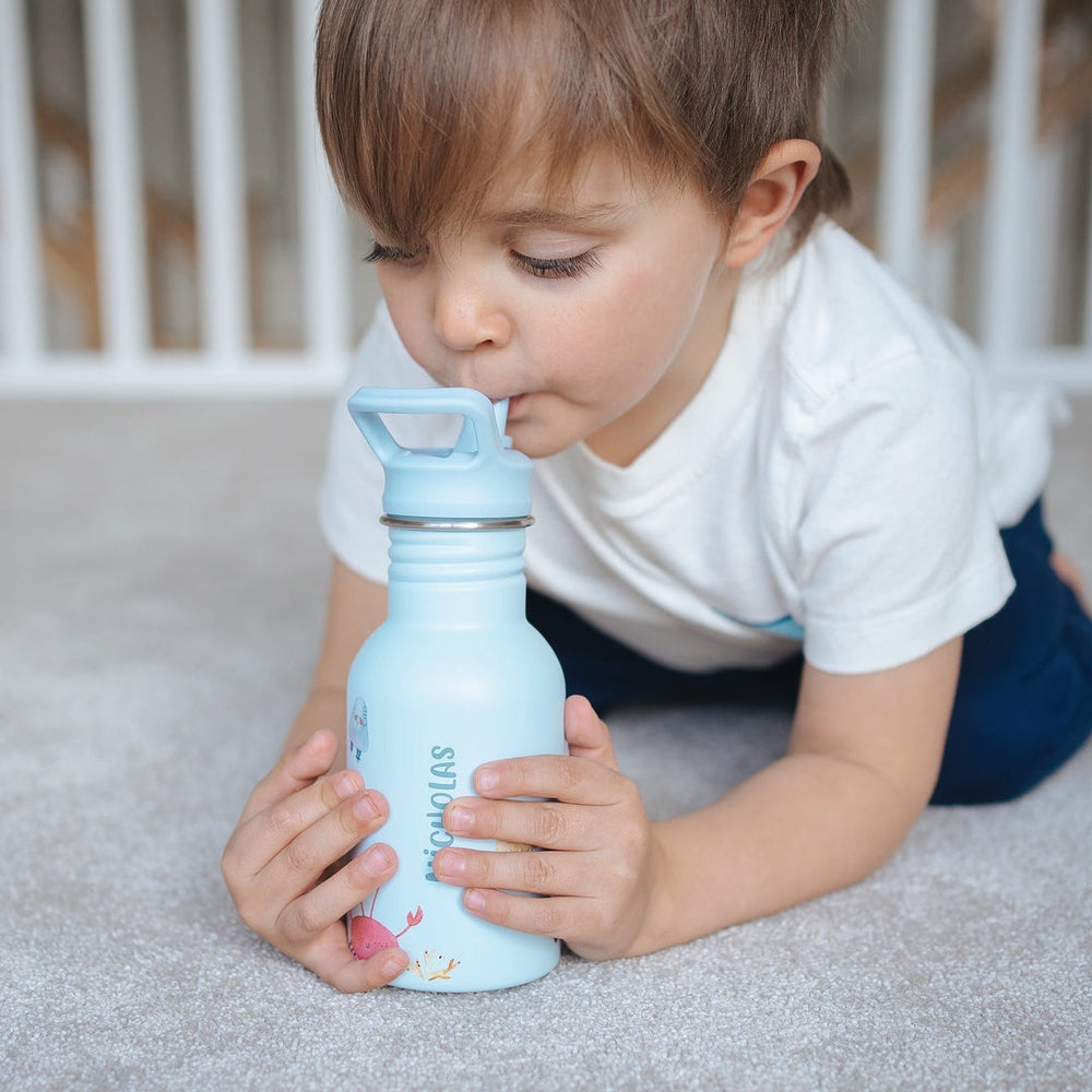 JBØRN Personalised Stainless Steel Kids Water Bottle Ocean - Personalisable Baby Products Sold and Personalised by JustBørn