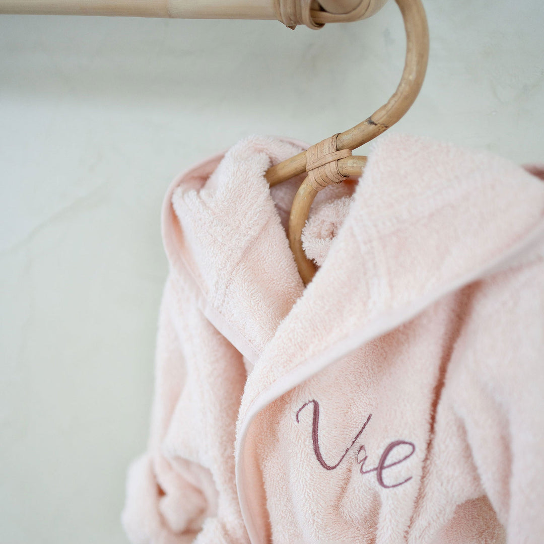JBØRN Organic Cotton Baby Hooded Towelling Bathrobe Blossom - Personalisable Baby Products Sold and Personalised by JustBørn