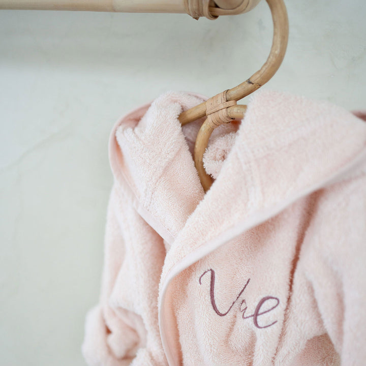 JBØRN Organic Cotton Baby Hooded Towelling Bathrobe Blossom - Personalisable Baby Products Sold and Personalised by JustBørn