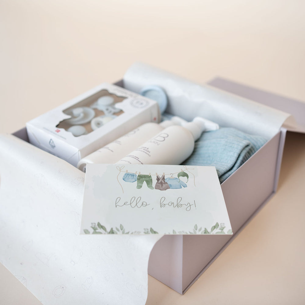 JBØRN New Born Gift Set | First Pacifiers, Organic Cotton Towel, Sleep Suit & Skin Care Set - Personalisable Baby Products Sold and Personalised by JustBørn