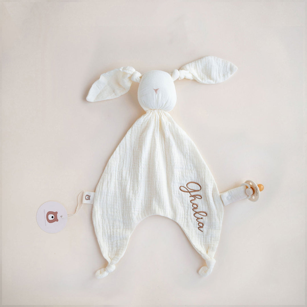 JBØRN Organic Cotton Bunny Comforter Muslin Ivory - Personalisable Baby Products Sold and Personalised by JustBørn