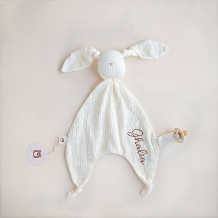JBØRN Organic Cotton Bunny Comforter Muslin Ivory - Personalisable Baby Products Sold and Personalised by JustBørn