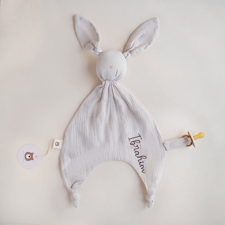 JBØRN Organic Cotton Bunny Comforter Muslin Sandstone - Personalisable Baby Products Sold and Personalised by JustBørn