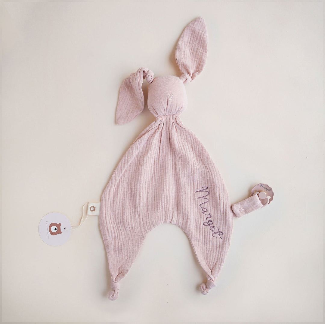 JBØRN Organic Cotton Bunny Comforter Muslin Blush - Personalisable Baby Products Sold and Personalised by JustBørn