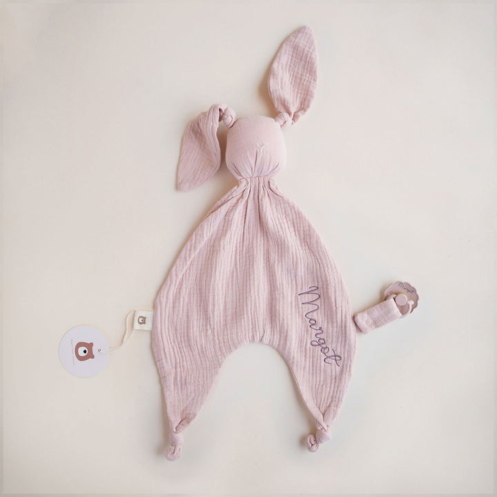 JBØRN Organic Cotton Bunny Comforter Muslin Blush - Personalisable Baby Products Sold and Personalised by JustBørn