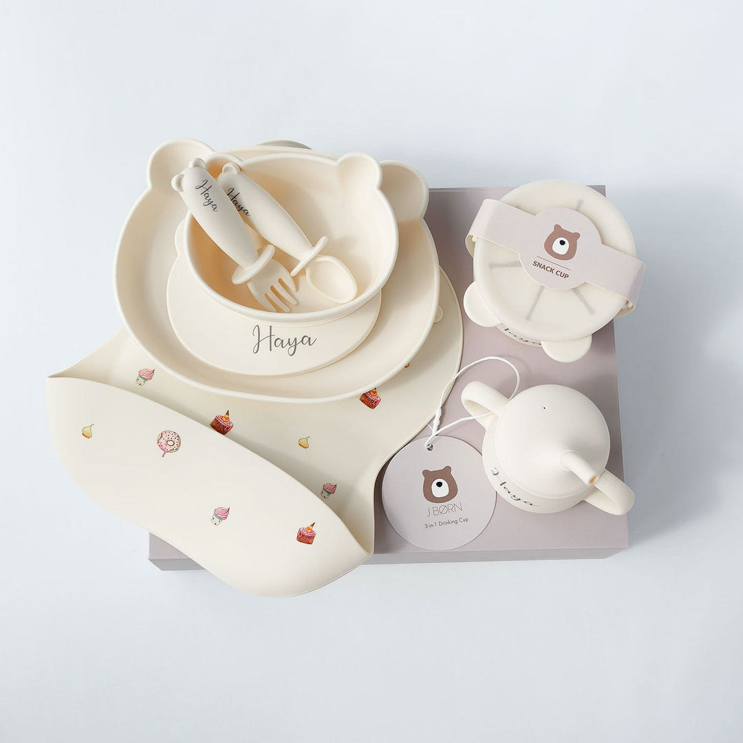 JBØRN Baby Gift Set | Weaning Essentials Cakes Ivory - Personalisable Baby Products Sold and Personalised by JustBørn