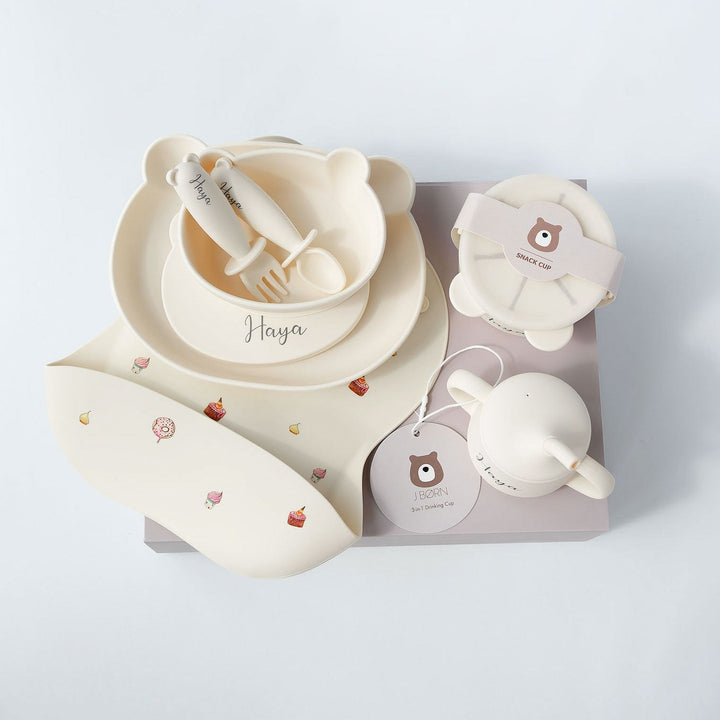 JBØRN Baby Gift Set | Weaning Essentials Cakes Ivory - Personalisable Baby Products Sold and Personalised by JustBørn