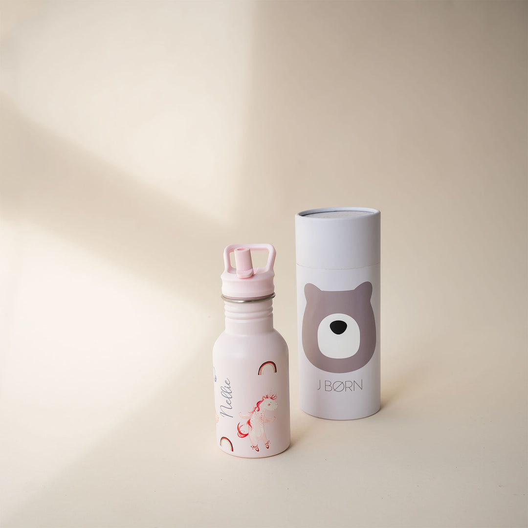 JBØRN Personalised Stainless Steel Kids Water Bottle Unicorns - Personalisable Baby Products Sold and Personalised by JustBørn