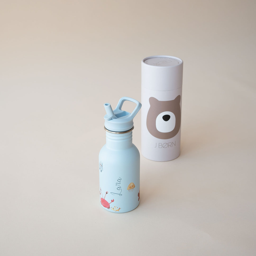 JBØRN Personalised Stainless Steel Kids Water Bottle Ocean - Personalisable Baby Products Sold and Personalised by JustBørn
