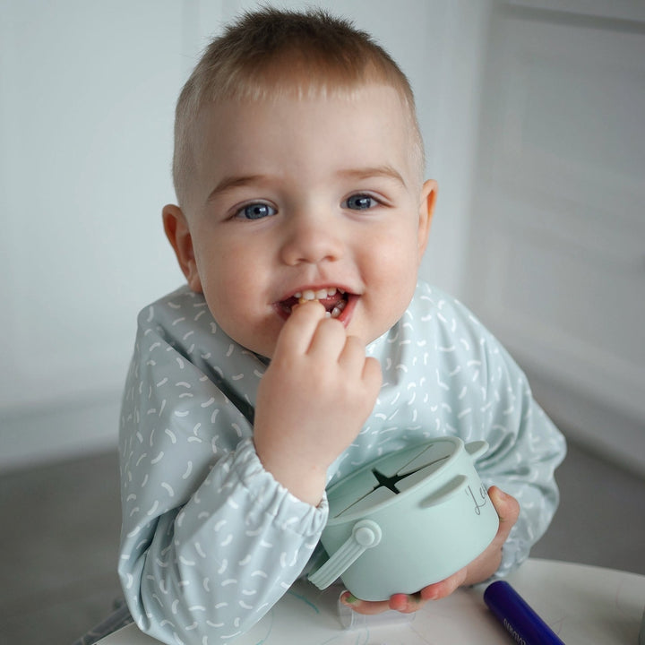 JBØRN Long Sleeve Baby Feeding Bib with Personalised Travel Bag - Personalisable Baby Products Sold and Personalised by JustBørn