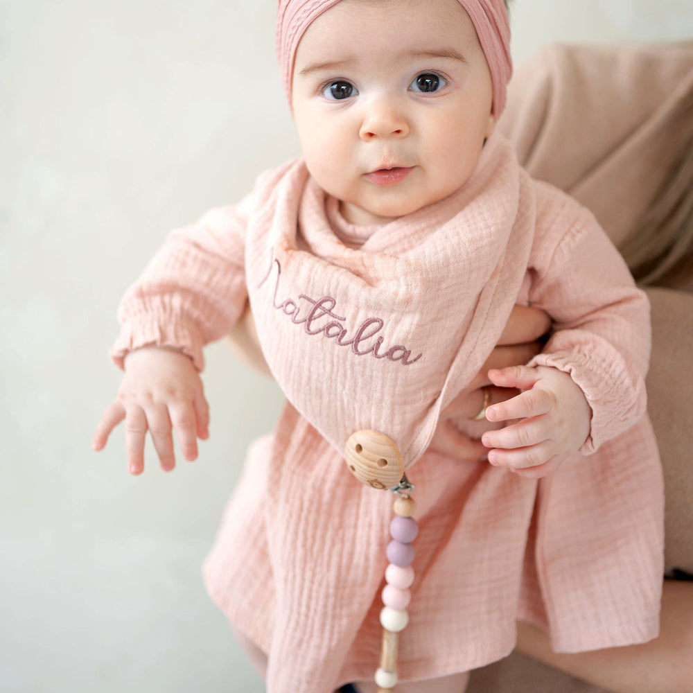 JBØRN Organic Cotton Muslin Baby Girl Dress and Bow | Personalisable - Personalisable Baby Products Sold and Personalised by JustBørn
