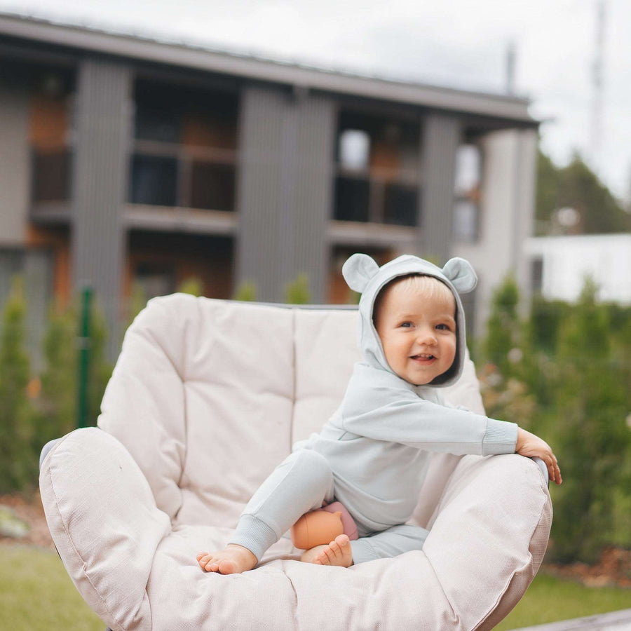 JBØRN Baby Gift Set | Organic Cotton Baby Hoodie & Joggers Set Stone Blue - Personalisable Baby Products Sold and Personalised by JustBørn
