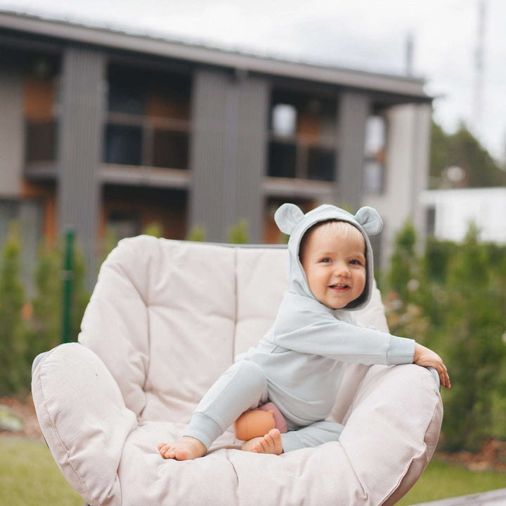 JBØRN Baby Gift Set | Organic Cotton Baby Hoodie & Joggers Set Stone Blue - Personalisable Baby Products Sold and Personalised by JustBørn