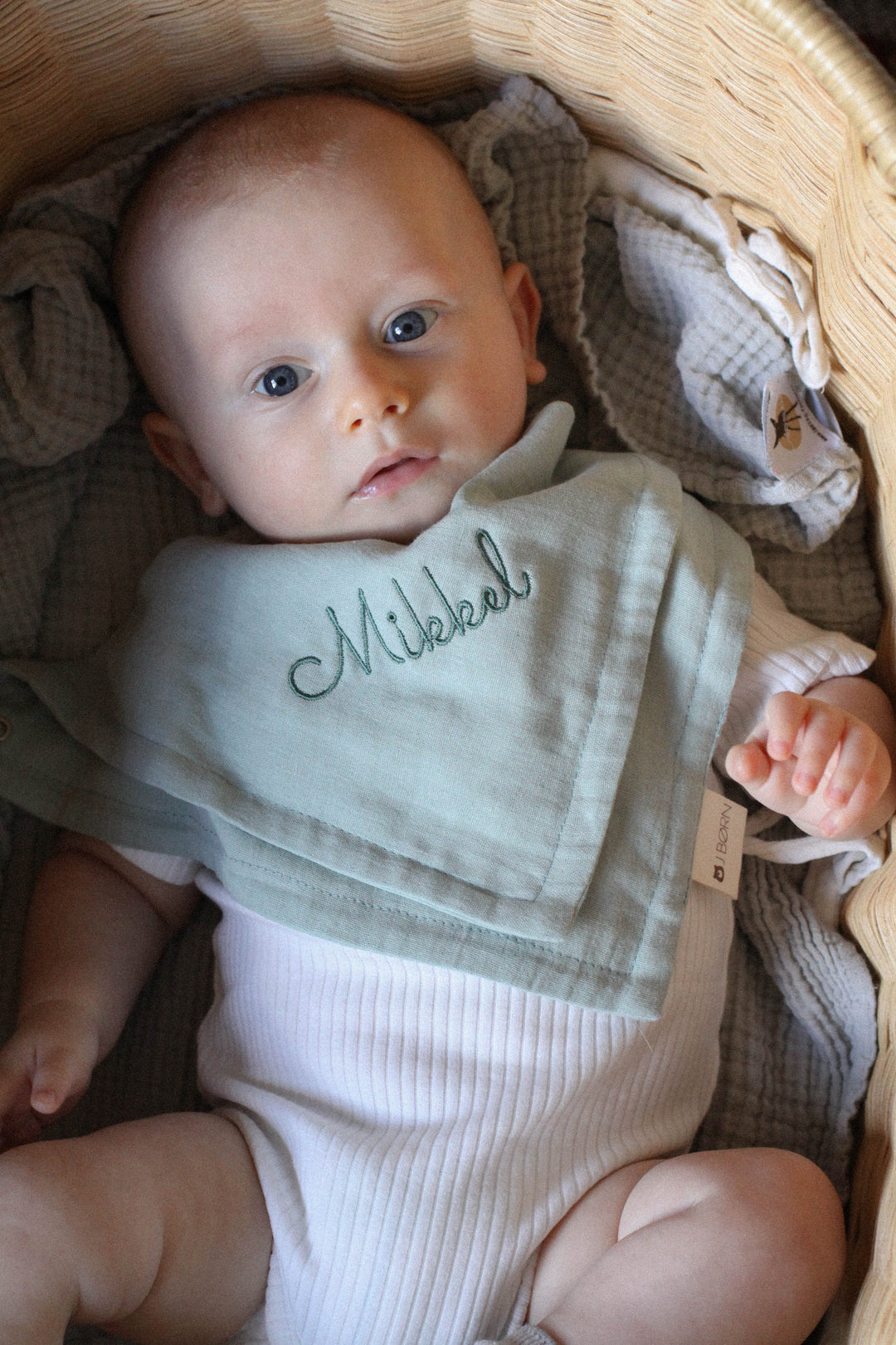 JBØRN Organic Cotton Muslin Double Layered Baby Bib | Personalisable - Personalisable Baby Products Sold and Personalised by JustBørn