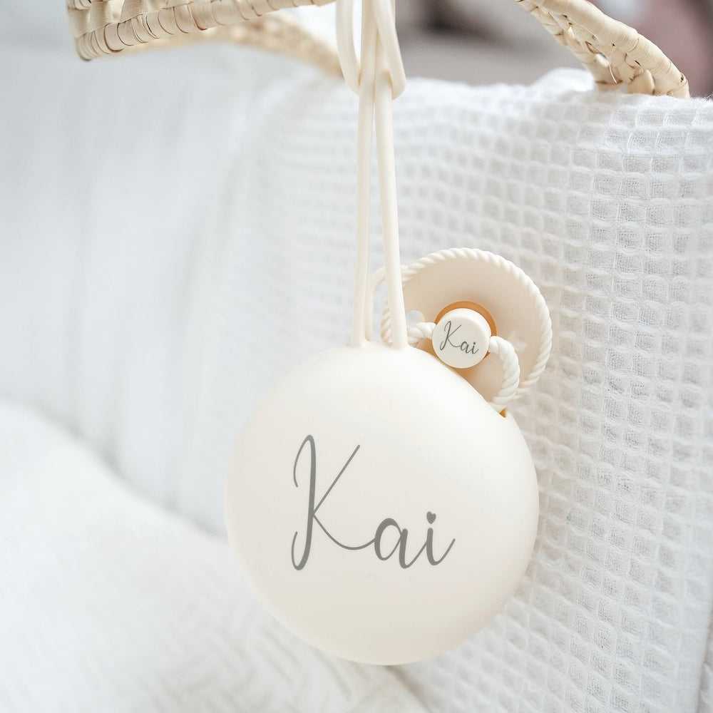 JBØRN Pacifier Holder Pod | Personalisable Ivory - Personalisable Baby Products Sold and Personalised by JustBørn