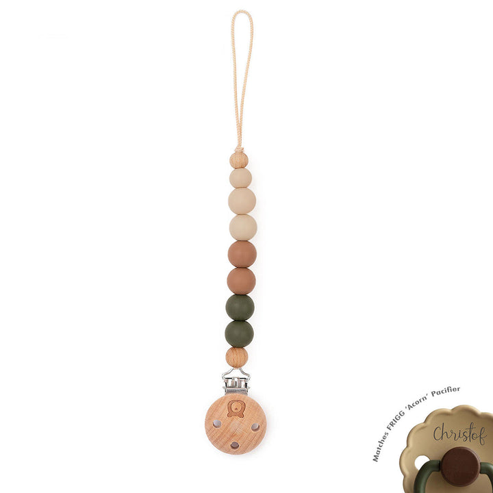 JBØRN Colour Block Pacifier Clip Acorn No - Personalisable Baby Products Sold and Personalised by JustBørn