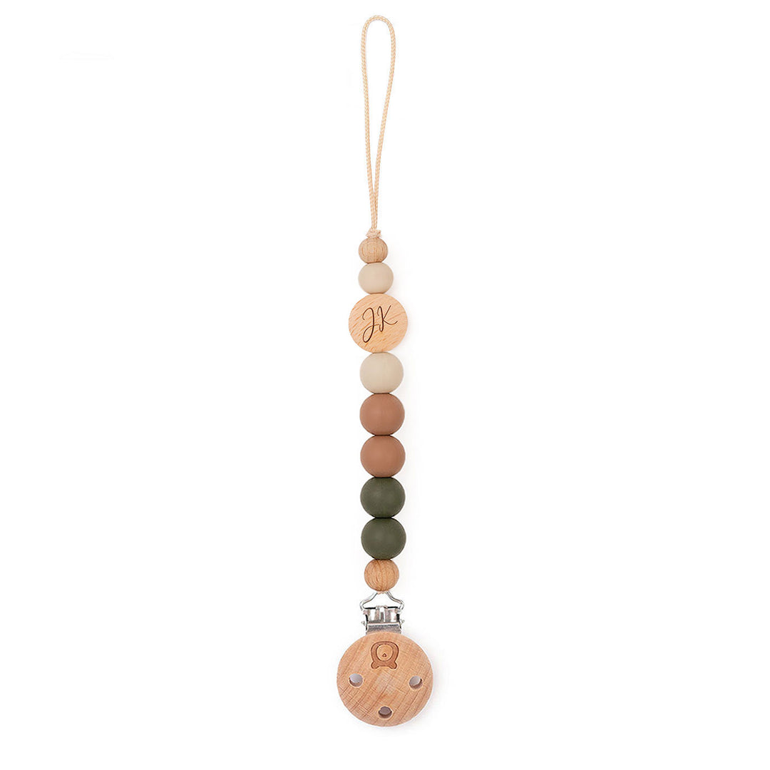 JBØRN Colour Block Pacifier Clip Acorn Yes - Personalisable Baby Products Sold and Personalised by JustBørn