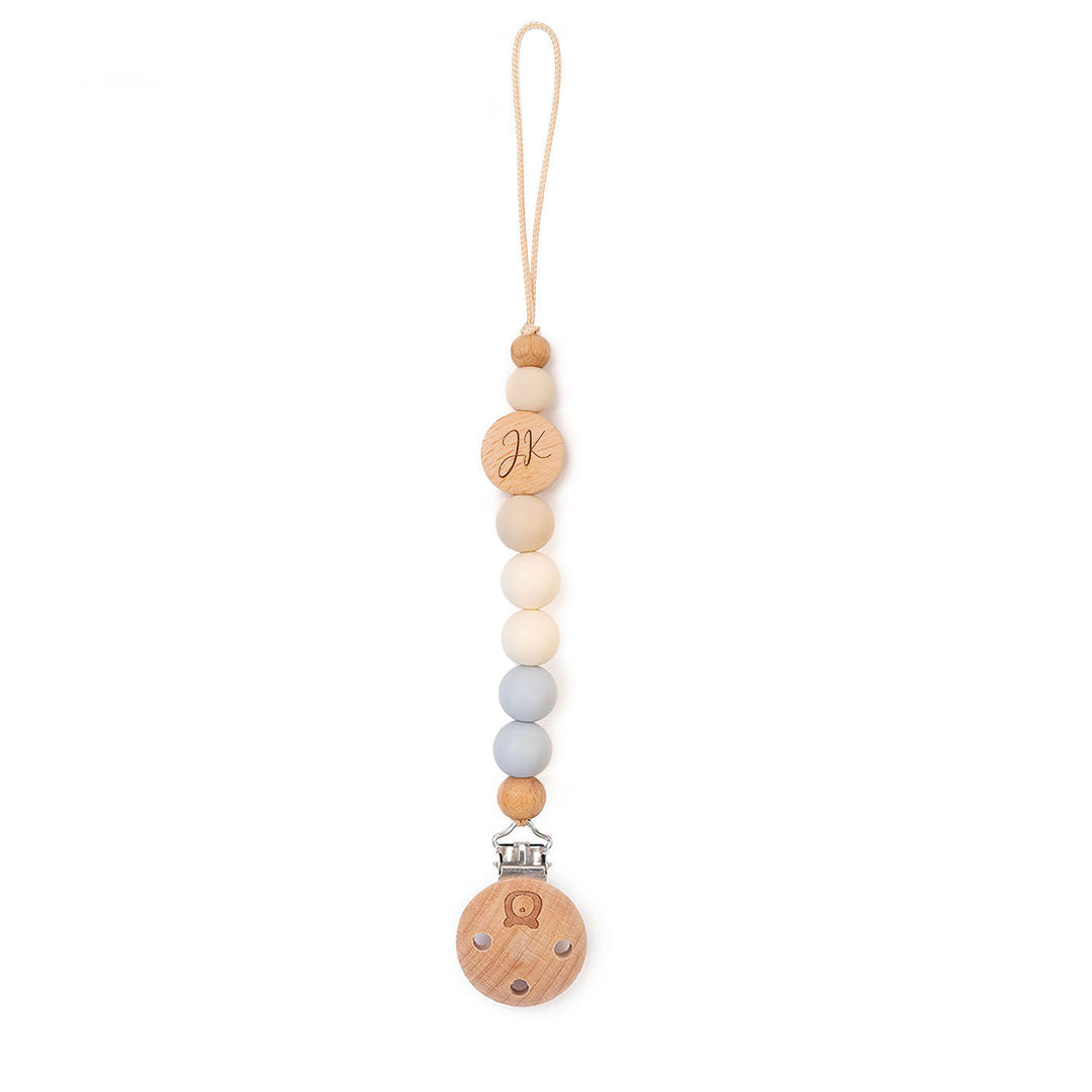 JBØRN Colour Block Pacifier Clip Powder Blue & Ivory Yes - Personalisable Baby Products Sold and Personalised by JustBørn