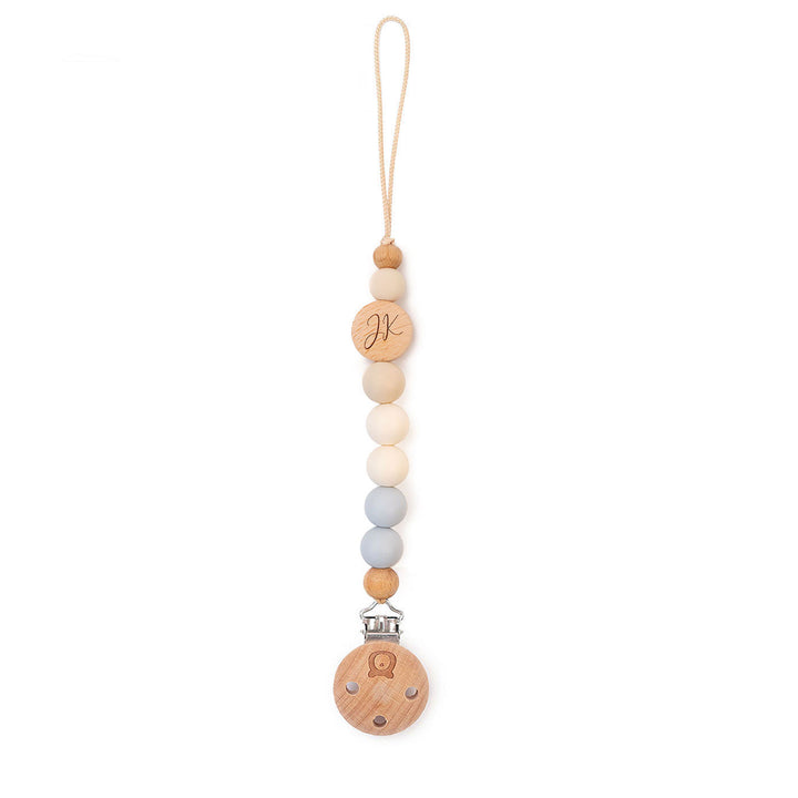 JBØRN Colour Block Pacifier Clip Powder Blue & Ivory Yes - Personalisable Baby Products Sold and Personalised by JustBørn