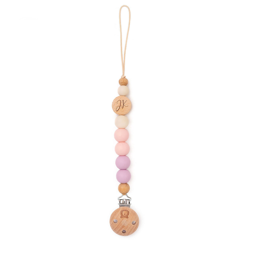JBØRN Colour Block Pacifier Clip Lilac & Blossom Yes - Personalisable Baby Products Sold and Personalised by JustBørn
