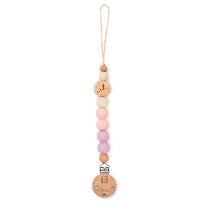 JBØRN Colour Block Pacifier Clip Lilac & Blossom Yes - Personalisable Baby Products Sold and Personalised by JustBørn