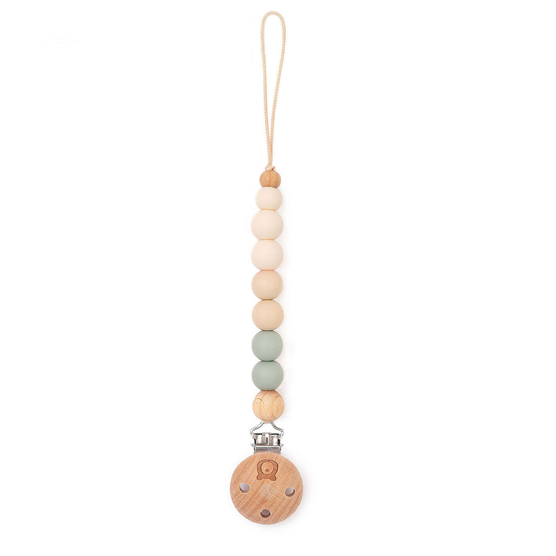 JBØRN Colour Block Pacifier Clip Sage & Ivory No - Personalisable Baby Products Sold and Personalised by JustBørn
