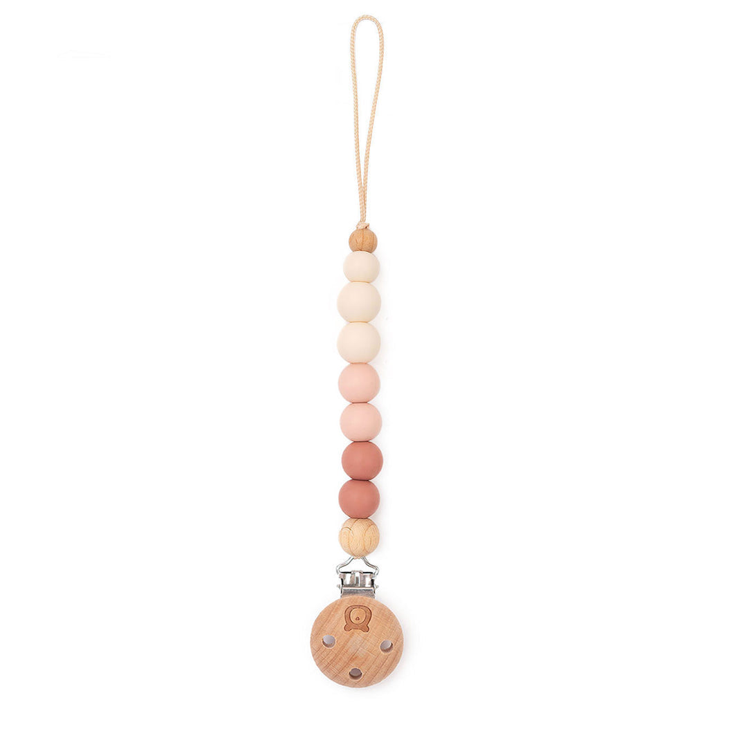 JBØRN Colour Block Pacifier Clip Woodchuck & Blush No - Personalisable Baby Products Sold and Personalised by JustBørn