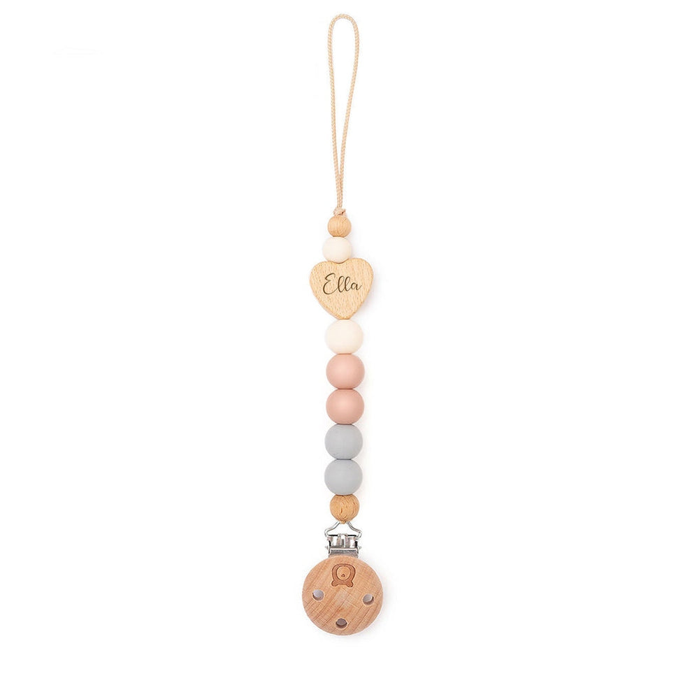 JBØRN Heart Colour Block Pacifier Clip Cotton Candy - Personalisable Baby Products Sold and Personalised by JustBørn