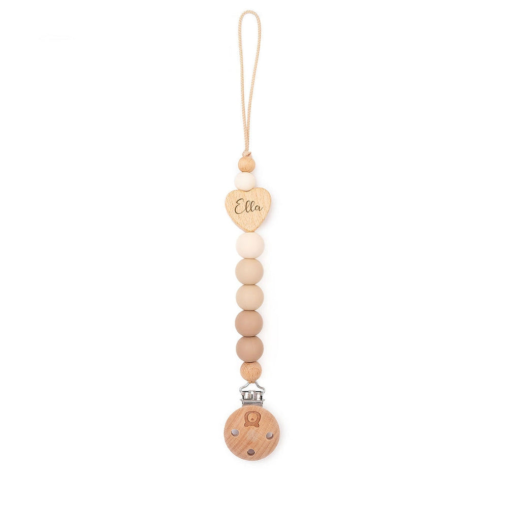 JBØRN Heart Colour Block Pacifier Clip Ivory & Vanilla - Personalisable Baby Products Sold and Personalised by JustBørn