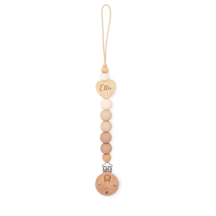 JBØRN Heart Colour Block Pacifier Clip Ivory & Vanilla - Personalisable Baby Products Sold and Personalised by JustBørn