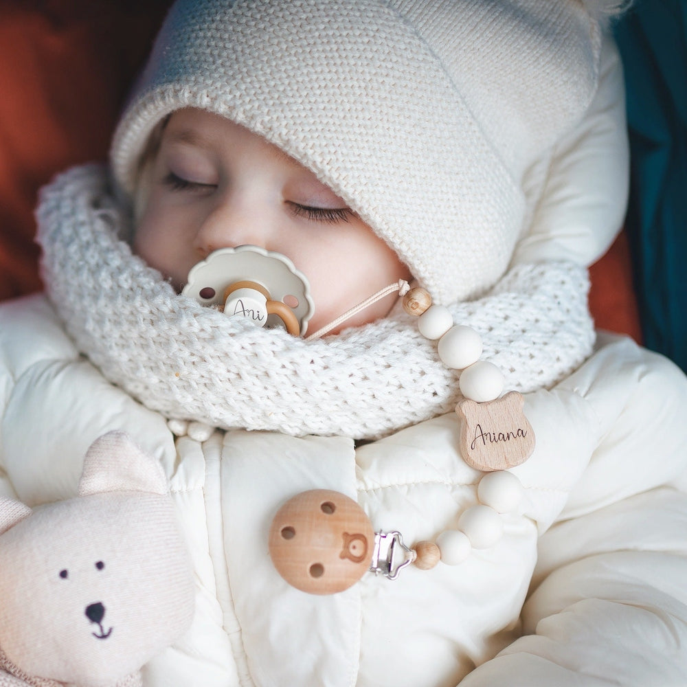 JBØRN Bear Pacifier Clip - Personalisable Baby Products Sold and Personalised by JustBørn