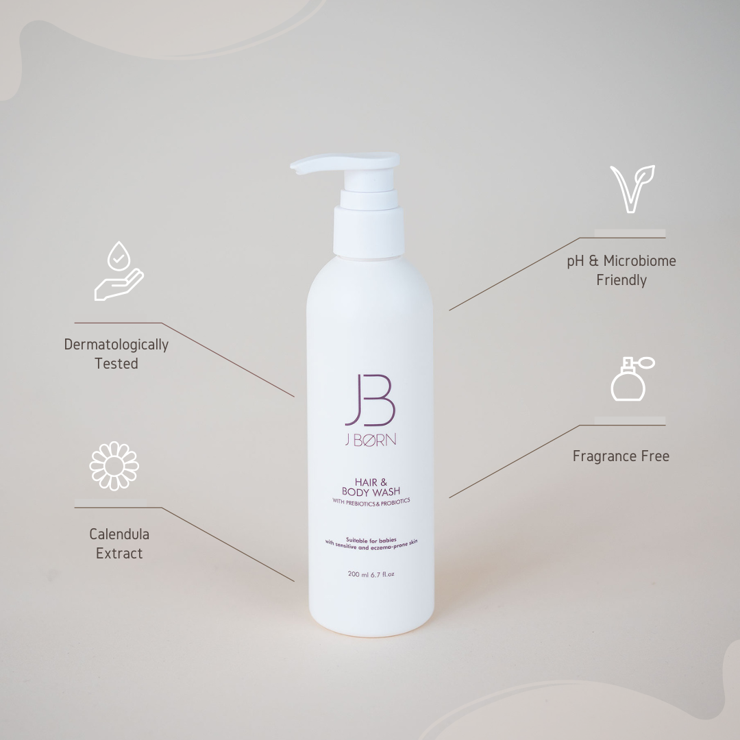 JBØRN Baby Shampoo & Body Wash for Sensitive Skin Baby Hair&Body Wash Only - Personalisable Baby Products Sold and Personalised by JustBørn