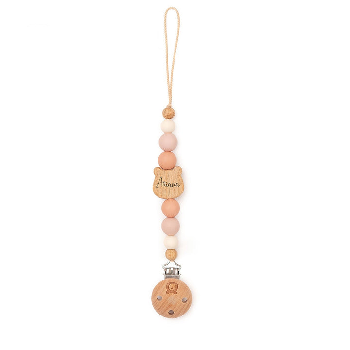 JBØRN Bear Pacifier Clip Biscuit - Personalisable Baby Products Sold and Personalised by JustBørn
