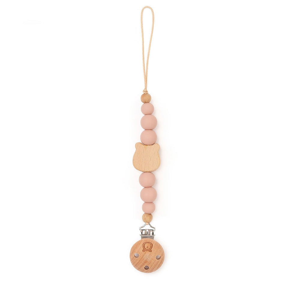 JBØRN Bear Pacifier Clip Blush No - Personalisable Baby Products Sold and Personalised by JustBørn