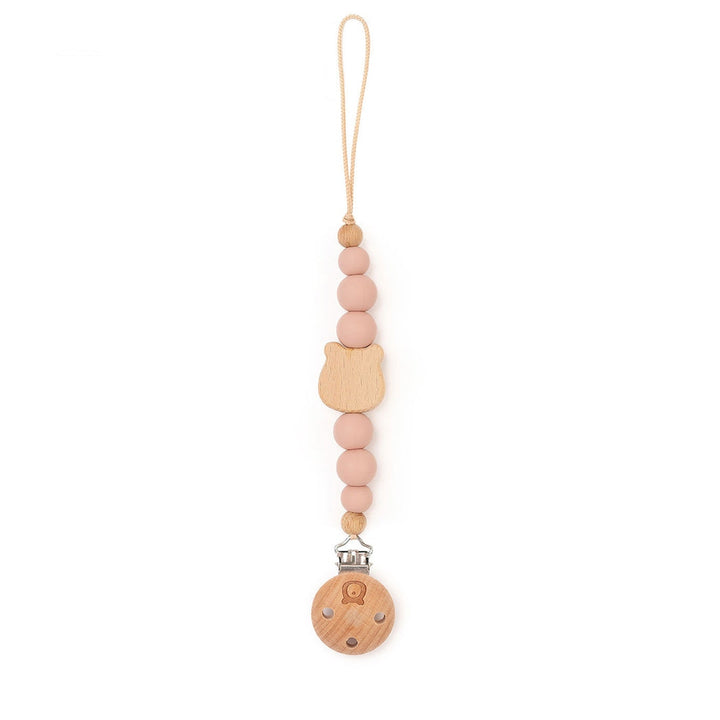 JBØRN Bear Pacifier Clip Blush No - Personalisable Baby Products Sold and Personalised by JustBørn