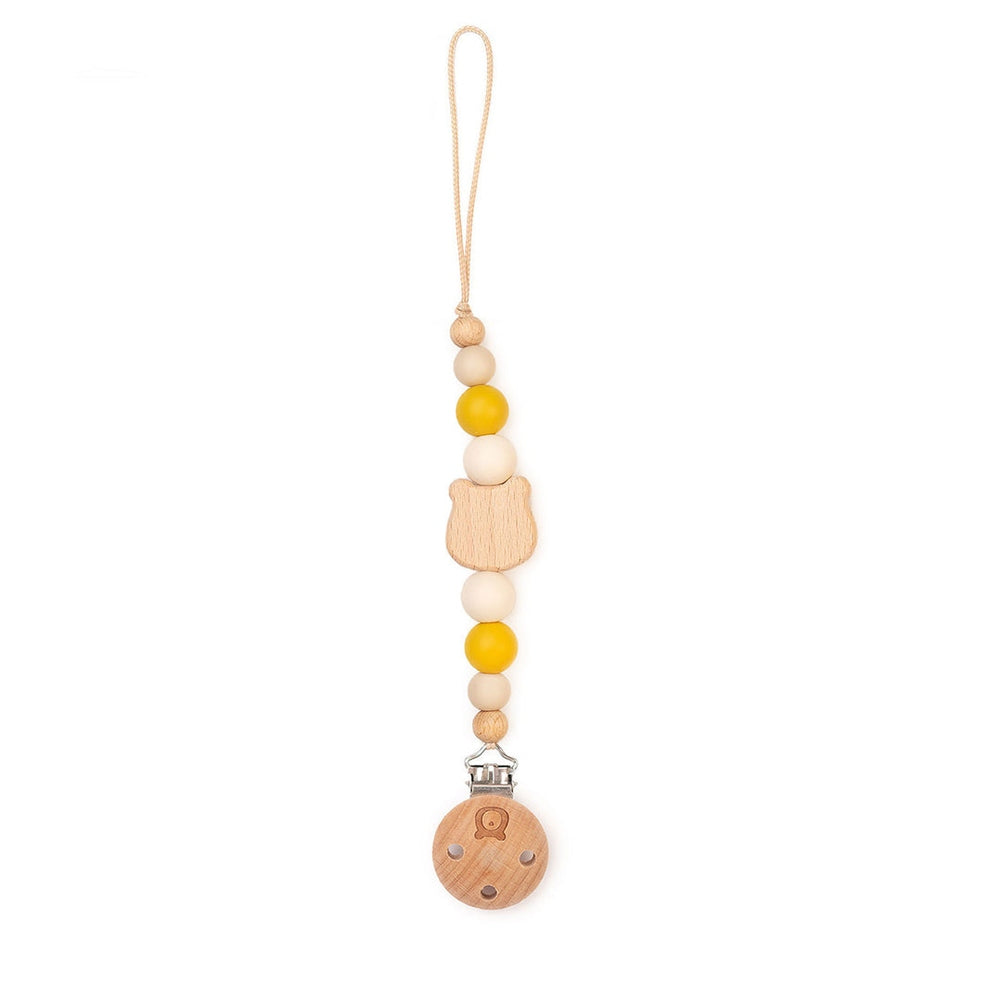 JBØRN Bear Pacifier Clip Chamomile - Personalisable Baby Products Sold and Personalised by JustBørn