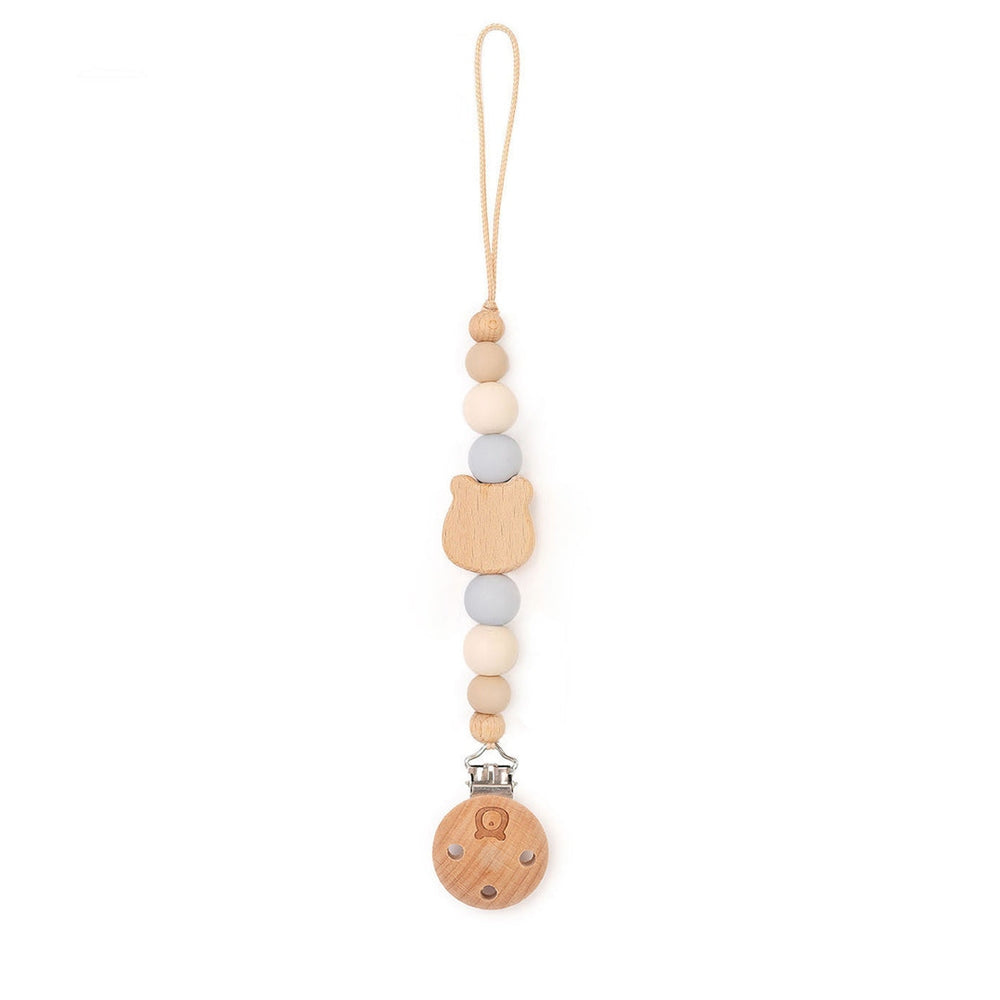 JBØRN Bear Pacifier Clip Powder Blue & Ivory No - Personalisable Baby Products Sold and Personalised by JustBørn