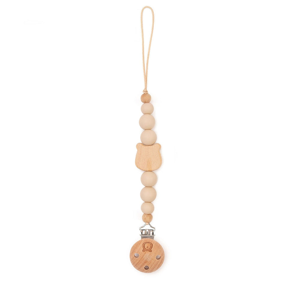 JBØRN Bear Pacifier Clip Vanilla - Personalisable Baby Products Sold and Personalised by JustBørn