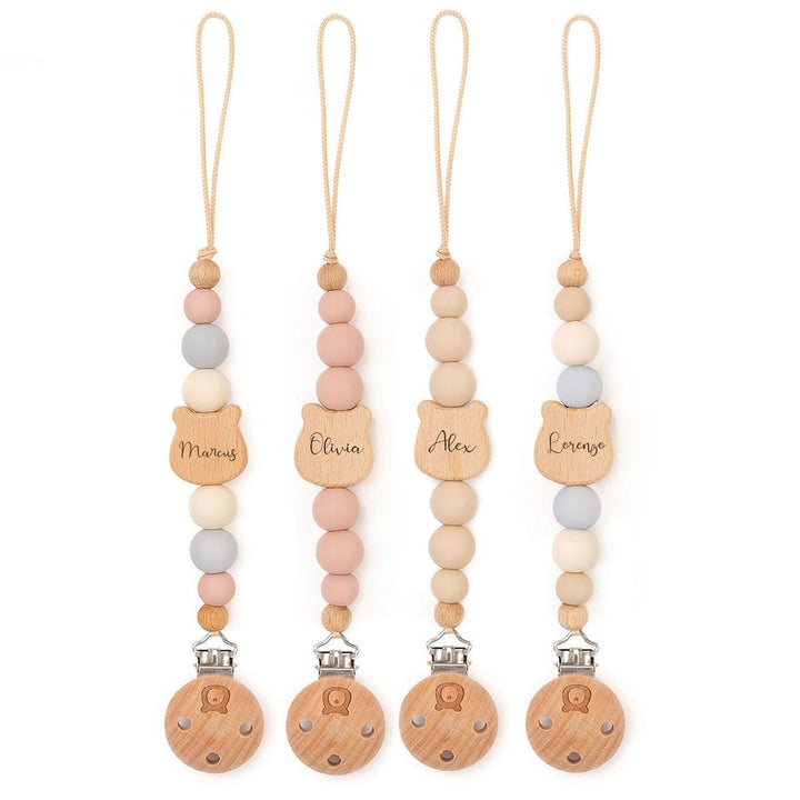 JBØRN Bear Pacifier Clip - Personalisable Baby Products Sold and Personalised by JustBørn
