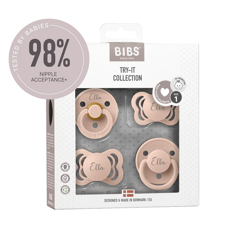 BIBS Pacifiers - Try-It Collection Blush Yes - Personalisable Baby Products Sold and Personalised by JustBørn