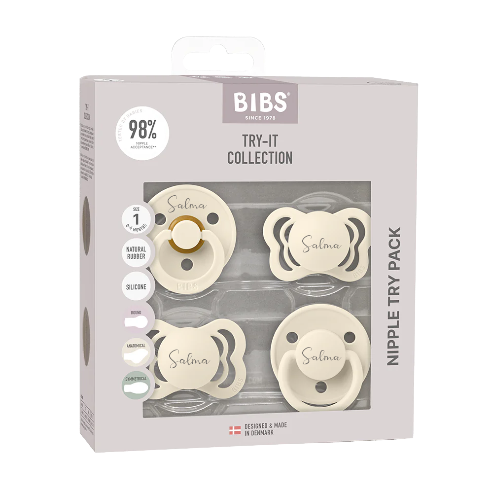 BIBS Pacifiers - Try-It Collection Ivory Yes - Personalisable Baby Products Sold and Personalised by JustBørn