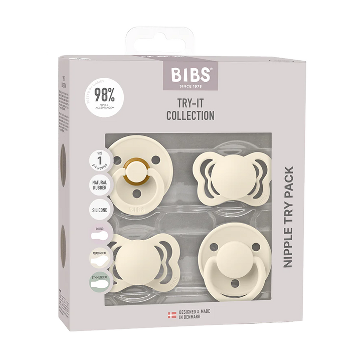 BIBS Pacifiers - Try-It Collection Ivory No - Personalisable Baby Products Sold and Personalised by JustBørn