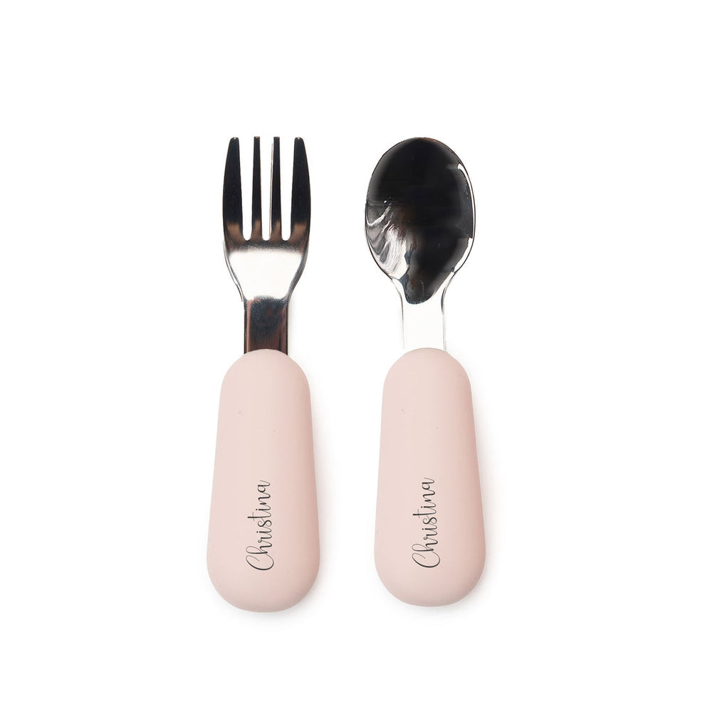 JBØRN Stainless Steel Kids Cutlery Set | Personalisable Blush Yes - Personalisable Baby Products Sold and Personalised by JustBørn