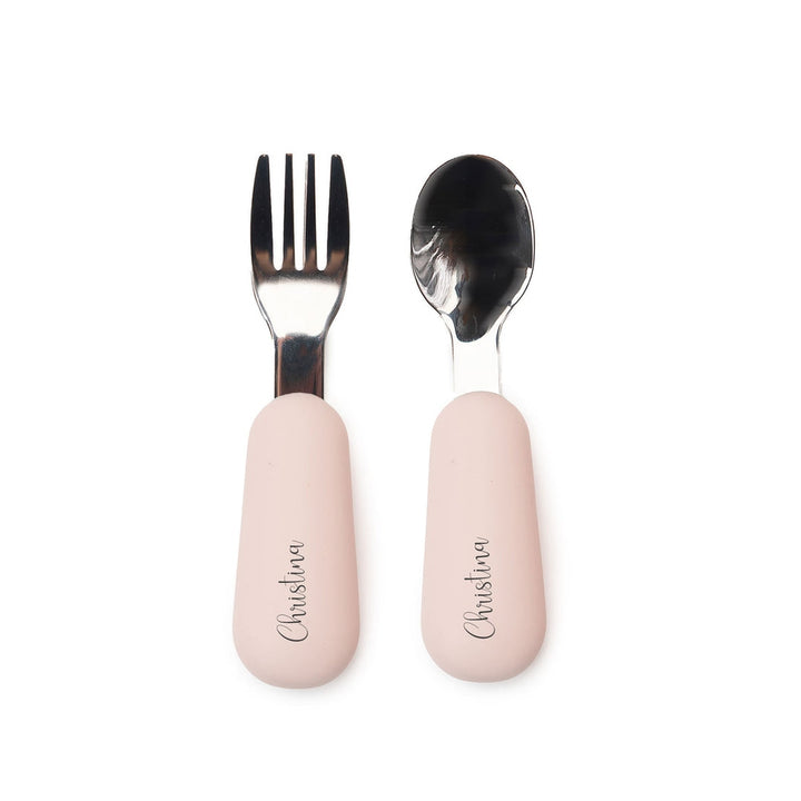 JBØRN Stainless Steel Kids Cutlery Set | Personalisable Blush Yes - Personalisable Baby Products Sold and Personalised by JustBørn