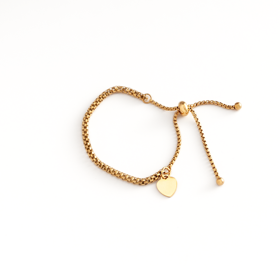 JBØRN Slider Bracelet with Heart Pendant | Personalisable - Personalisable Baby Products Sold and Personalised by JustBørn